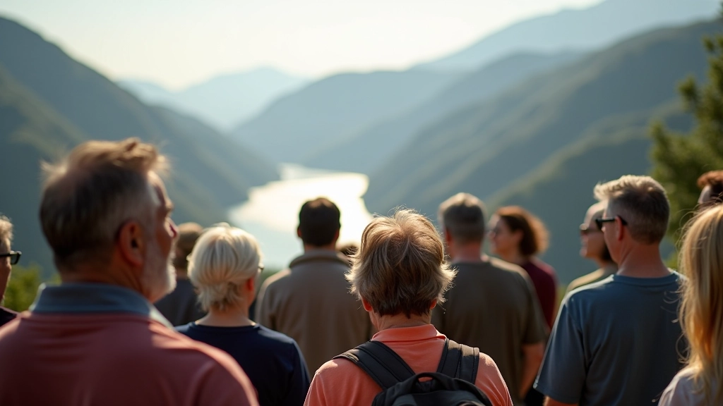 Grupo de personas reunidas en un punto de acceso a la barranca, preparándose para comenzar el paseo juntas