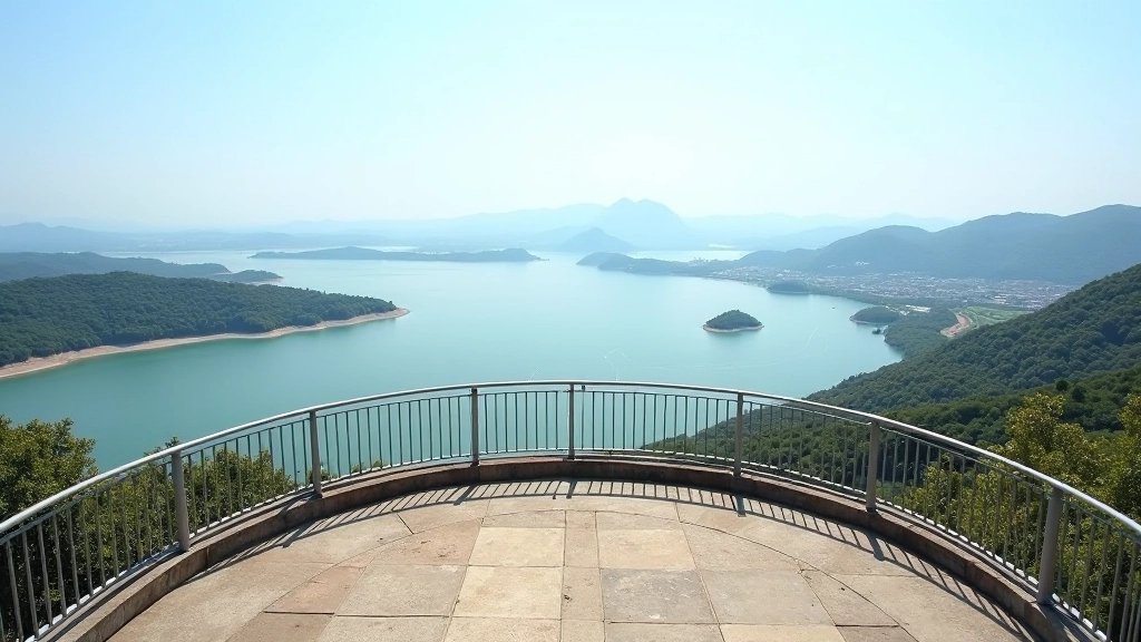 Plataforma de observación del Mirador de los Poetas con barandillas de seguridad y vista panorámica del río